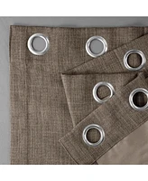 Half Price Drapes Dutch Cocoa Grommet Textured Faux Linen Room Darkening Curtain