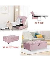 Folding Ottoman Sleeper Bed with Mattress Convenient Guest Bed and Office Nap Solution