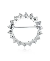 Bling Jewelry Classic Eternity Baguette Cut Cubic Zirconia Cz Clear Purple Scarf Round Circle Brooch Pin Gold or Silver Plated Brass