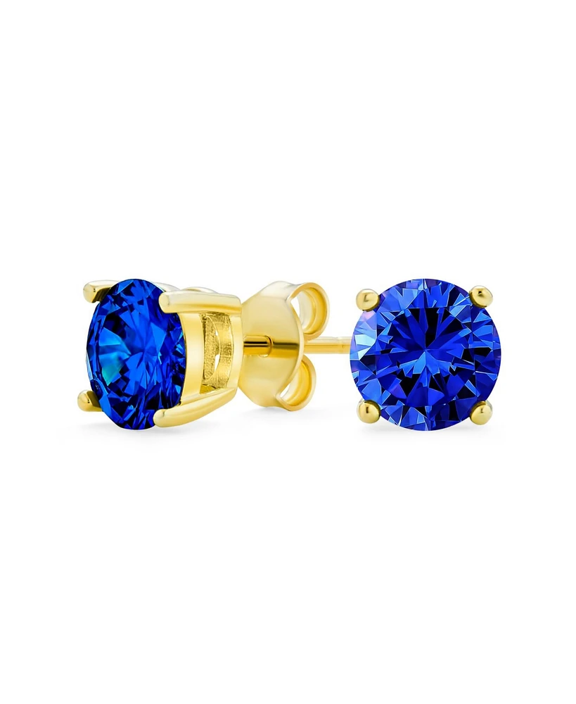 Bling Jewelry 1-2 Ct Round Cz Stud Earrings Pink, Red, Blue, Brown, Green, 14K Gold/Silver
