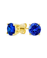 Bling Jewelry 1-2 Ct Round Cz Stud Earrings Pink, Red, Blue, Brown, Green, 14K Gold/Silver