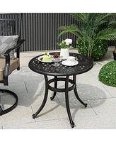 Gymax Cast Aluminum Patio Table 24''Outdoor Round Side Table Anti-Rust Coffee Bistro Table