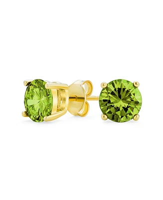Bling Jewelry 1-2 Ct Round Cz Stud Earrings in Pink, Red, Blue, Brown, Green, 14K Gold/Silver