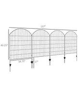 Outsunny 11.4' Garden Fence Steel Border Flower Edging, Pack of 4, Grids