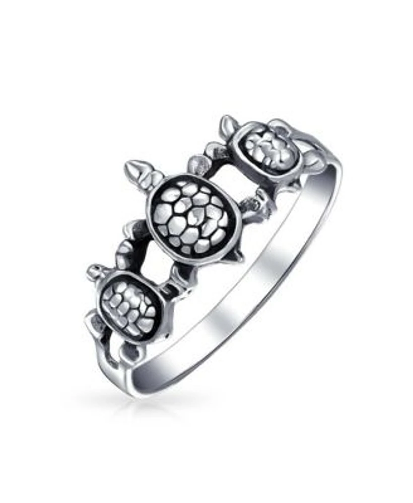 Bling Jewelry Nautical Sea Turtle Silver Ring for Best Friends Oxidized Sterling Band