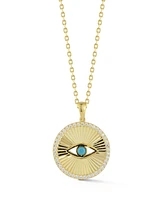 Rachel Zoe 14K Gold Plated Sterling Silver Turquoise Evil Eye Medallion Necklace