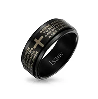 Bling Jewelry Stainless Steel Religious Cross Black Spinner Band Ring