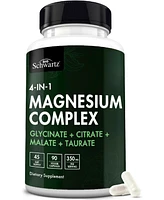 Magnesium Complex Supplement, Extra Strength 350mg Magnesium Glycinate Citrate, Supports Heart Health Sleep Nerves Muscles, Bioschwartz, 90ct