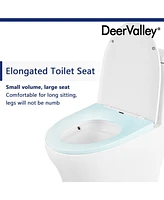 DeerValley Bathroom Toielt, One-Piece Toielt Dual-Flush Elongated Floor Mounted Toilet with White Glazed Surface(Seat Included)