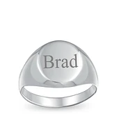 Bling Jewelry Basic Simple Initial Monogram Sterling Silver Ring for Men Oval Signet Design