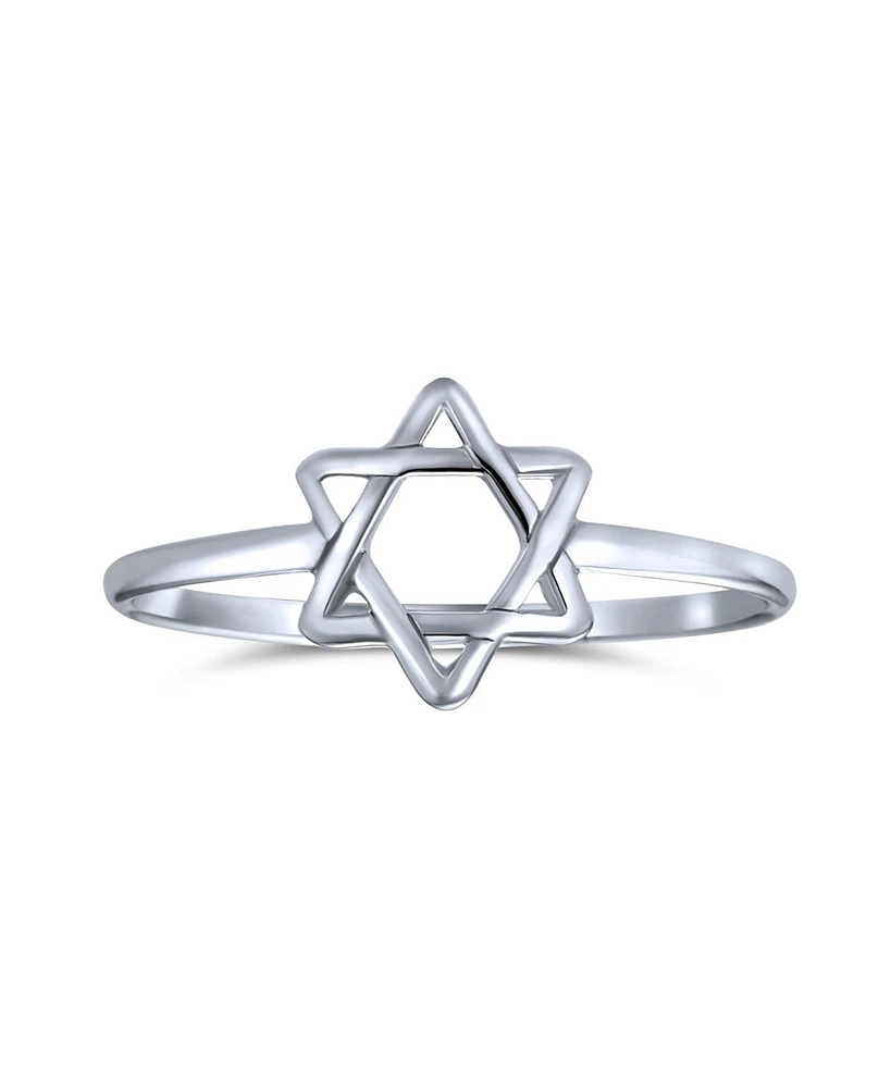 Bling Jewelry Minimalist Silver Ring with Star of David Judaic Knuckle Band Sterling