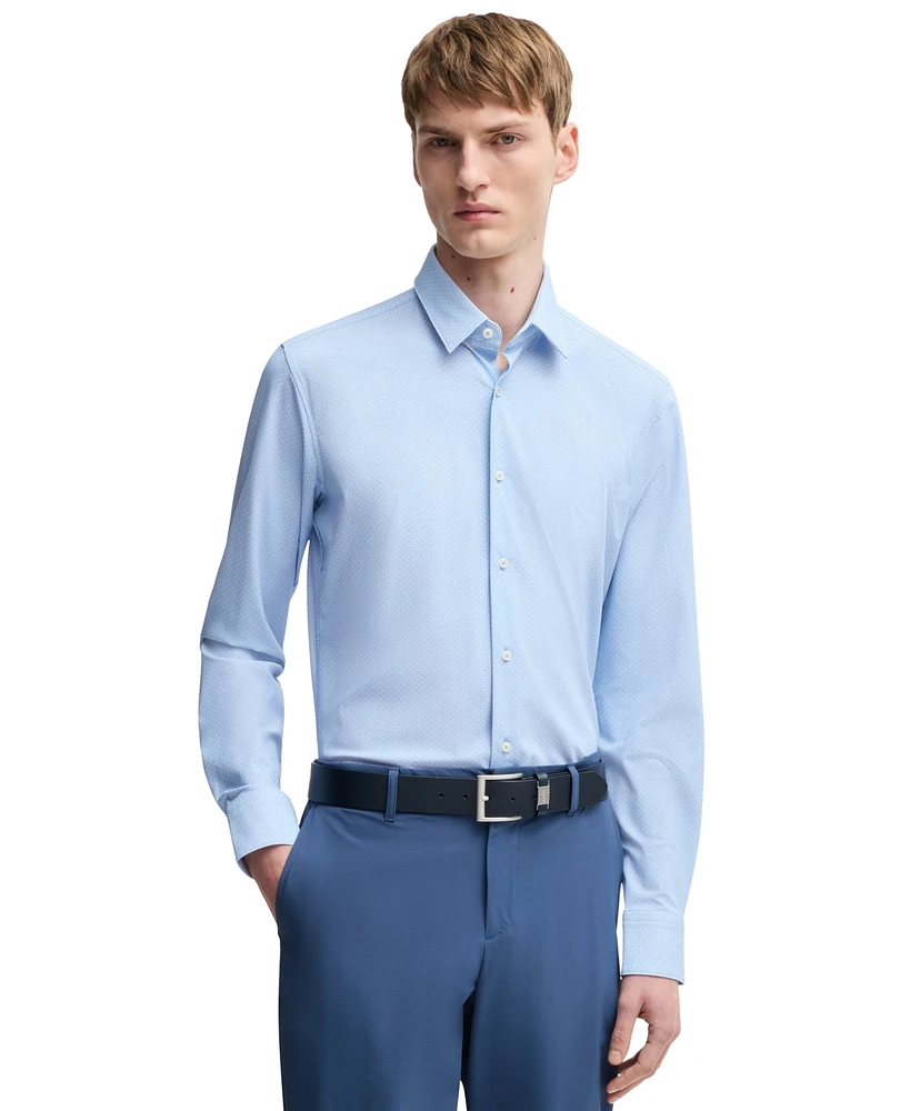 Boss by Hugo Men's Slim-Fit Geometric Print Performance Shirt