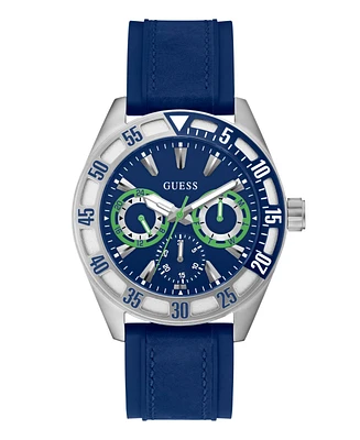 Guess Men's Multifunction Blue Silicone Watch, 44mm