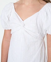 Rare Editions Big Girls Twisted Front Eyelet Dress