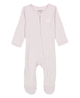 Calvin Klein Baby Girls Heart Sketch Zip-Front Footed Coverall