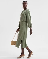 I.n.c. International Concepts Women's Button-Sleeve Blouse, Exclusively at Macy's