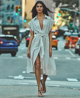 Dkny Women's Spread-Collar Button-Front Tie-Waist Dress