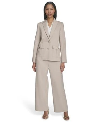 Halston Womens Peak Lapel Two Button Jacket Straight Leg Tab Waist Pants