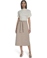 Halston Women's Tie-Waist Patch-Pocket Midi Skirt