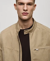 Mango Men's Faux-Suede Biker Jacket