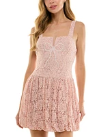 Seni & Cade Juniors' Embellished Lace Bubble-Hem Dress