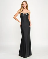 City Studios Juniors' Strapless White Tie Gown