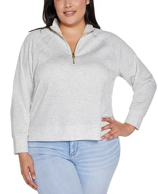 Belldini Plus Scuba Knit Quarter-Zip Top