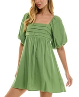 City Studios Juniors' Balloon-Sleeve Babydoll Dress