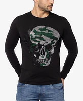 Men's Camo Skull Rhinestone Graphic Long Sleeves T-Shirts