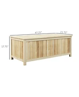Outsunny Wooden Deck Box, 45.5 Gallon Outdoor Storage Box for Patio, Pool
