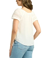 Bcx Juniors' Embroidered Gauze Eyelet Peasant Top