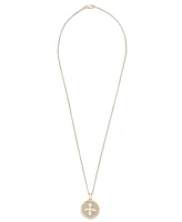 Macy's Men's Diamond Cross Medallion Pendant Necklace (1/5 ct. t.w) in 14k Gold Over Sterling Silver, 22"