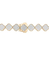Men's Diamond Clover 22" Necklace (2 ct. t.w) in 14k Gold-Plated Sterling Silver & Sterling Silver