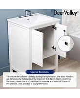DeerValley 24" Pre-assembled Bathroom Vanity with Sink, White Vanity with Pre-drilled Holes, White.