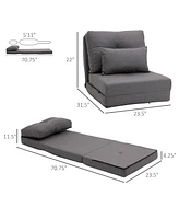 Homcom 2-in-1 Floor Lazy Sofa with 5 Position Adjustable Backrest, Dark