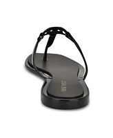 Nine West Women's Dacota T-Strap Square Toe Flat Sandals