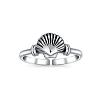 Bling Jewelry Nautical Aloha Hawaiian Beach Clam Shell Midi Toe Ring Oxidized Sterling Silver