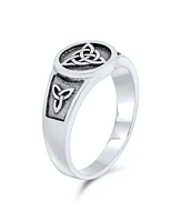 Bling Jewelry Unisex Silver Ring with Viking Celtic Infinity Knot Triquetra Signet Design