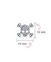 Bling Jewelry Unisex Dia De Los Muertos White Cz Skull Crossbones Stud Earrings Sterling Silver