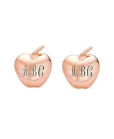 Bling Jewelry Fruit Teacher Pet Apple Of My Eye Stud Earrings Rose Gold Plated .925 Sterling Silver