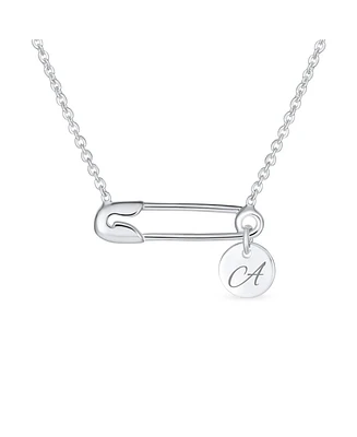 Bling Jewelry Script Alphabet A-z Solidarity Pendant Necklace Sterling Silver Safety Pin Design