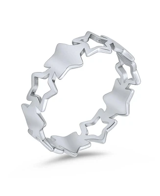 Bling Jewelry Silver Ring: Stacking Patriotic Usa Star Eternity Band Sterling