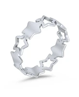Bling Jewelry Silver Ring: Stacking Patriotic Usa Star Eternity Band Sterling