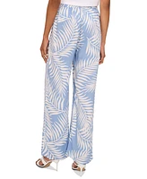 Vince Camuto Women's Tropical-Print Mid-Rise Drawstring Pants