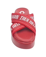 True Religion Alia Cross Strap Slip on Platform Sandal