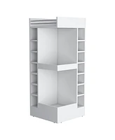 Lamer Corner Bar Cabinet with Wine Rack and Open Shelf, Natural Oak