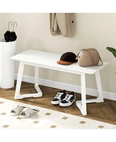 Modern Entryway Bench Long Dining Bench with Rubber Wood Legs
