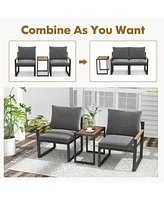 3-Piece Weatherproof Outdoor Conversation Set with Soft Cushions Patio Bistro Set for Garden & Deck