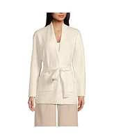Lands' End Women's Fine Gauge Milano Belted Long Line Cardigan Sweater