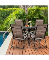 Gymax Set of 4 Folding Portable Patio Chairs Yard Outdoor w/ Armrests & Backrest